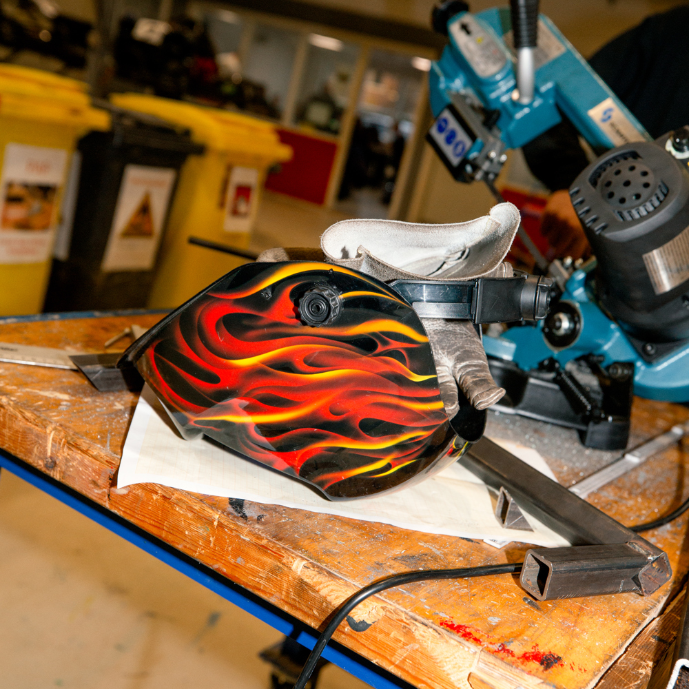 Svejsehjelm, GF1, grundforløb, erhvervsuddannelse, erhvervsskole, uddannelse, Arbejdsstation, Værksted